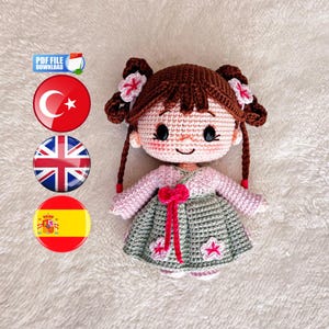 Amigurumi Hana Doll Crochet Pattern, Japanese Doll, Kawaii Doll, Crochet Toy, Digital Download, DIY Gift (Digital Download)