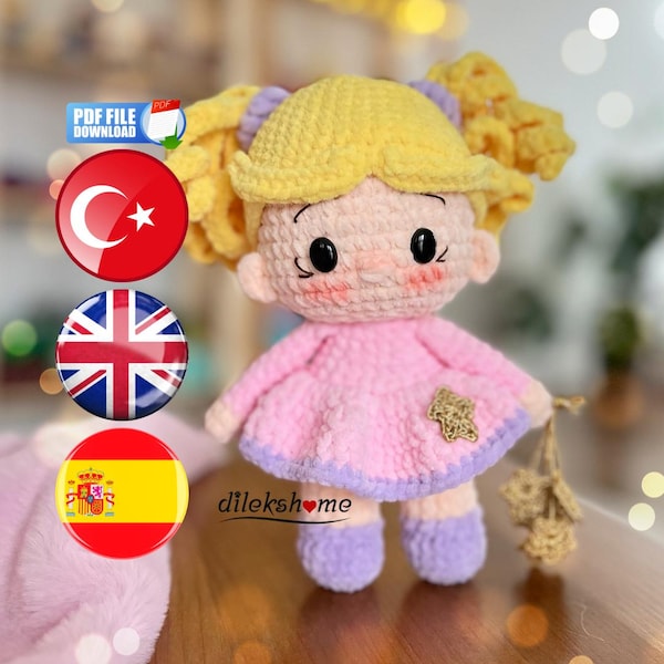 Wzór na aksamitną lalkę amigurumi | Miękki pluszowy bobas szydełkowy w formacie PDF
