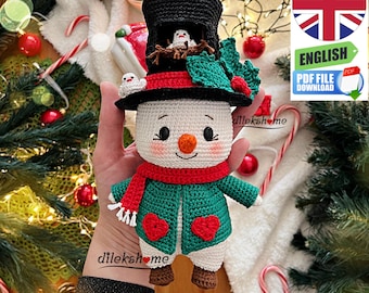 Crochet Pattern Christmas Snowman Amigurumi Pdf English