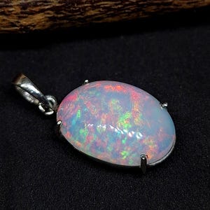 Gorgeous Natural Ethiopian Opal Silver Pendant, 925 Sterling Silver Pendant,  October Birthstone, Opal Cabochon, Multi Fire, Silver Jewelry,
