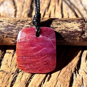 Natural Ruby Rosecut Necklace, July Birthstone, Natural Ruby Leather  cord Necklace , Natural Rosecut Ruby Stone, Healing, Custom Length,