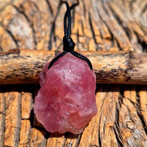 Natural Raw Rose Quartz, Leather cord Necklace, October Birthstone, Natural Raw Rose Quartz on Cord, Pink Gemstone, Custom Length,Minimalist