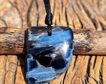 Natural Pietersite Necklace, black leather cord necklace, Pietersite Pendant, Pietersite Crystal pendant, Pietersite Jewelry, Custom Length,