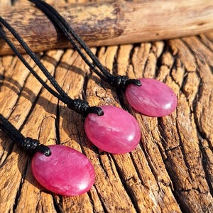 Natural Ruby Cabochon Pendant, July Birthstone, Natural Ruby Leather Cord Necklace , Natural Rosecut Ruby Stone, Protection, Minimalist,