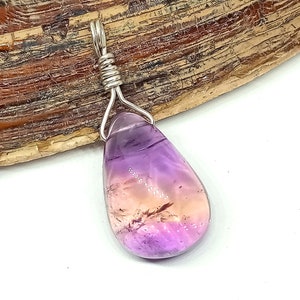 Colgante de ametrino natural, joyería de collar con colgante de ametrino, colgante de cristal, colgante de piedra preciosa de ametrino, regalo para ella, plata de ley 925.
