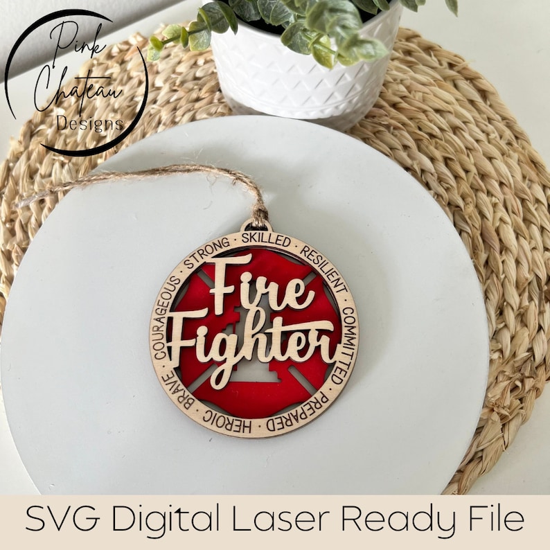 Fire Fighter Ornament SVG Laser Cut File | Glowforge + Lightburn Tested ...