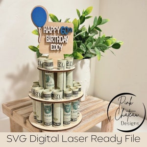 Faux Cake Free Standing Money Holder | Card | birthday 1/8” (.125) SVG Laser File | Engraved Cut File | Glowforge & Lightroom Tested