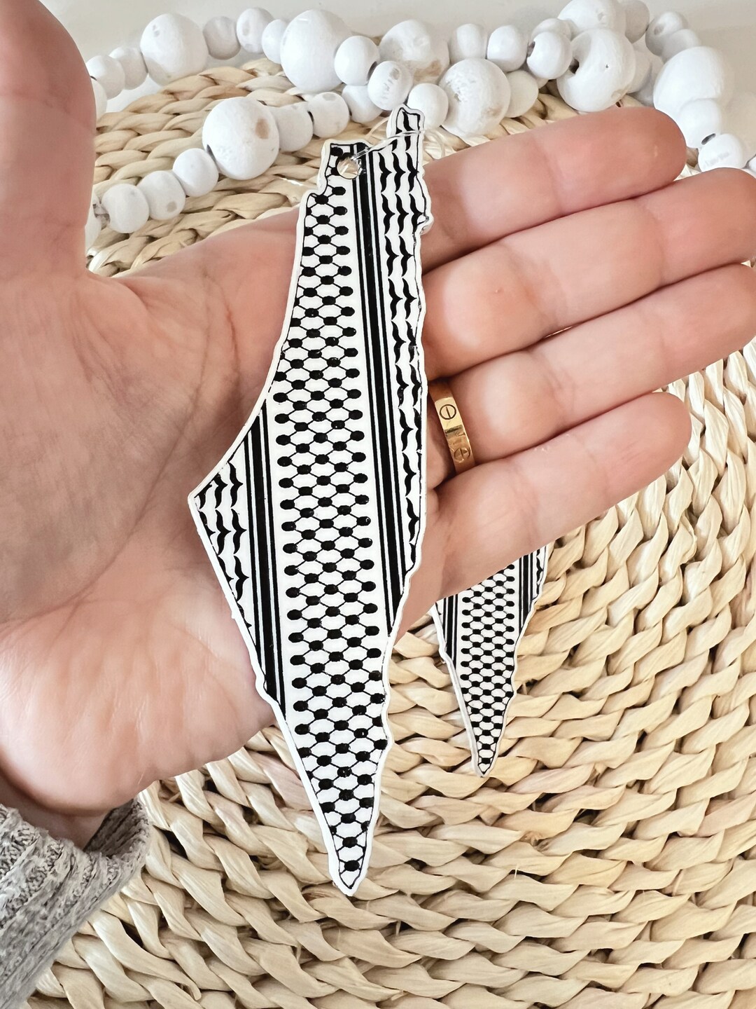 Acrylic Palestine County Map Outline Keffiyeh Car Charm - Etsy