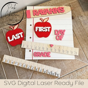 Placa intercambiável personalizada de volta às aulas para o primeiro dia de aula | Arquivo laser digital SVG | Glowforge Lightburn testado