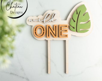1st Birthday Cake Topper Wild One Animal Jungle Theme Party SVG Laser ...