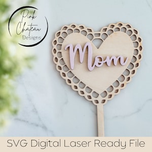 Festa della mamma Fiore Pianta Bastoncino / Bouquet Inserto Poesia SVG File di taglio inciso al laser / Parole ispiratrici / Testato Glowforge e Lightburn