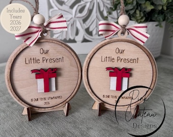 Expecting Parents Ornament | Pregnancy Announcement Christmas | SVG Laser Digital Cut File | Glowforge, & Lightburn Tested | Holiday Theme