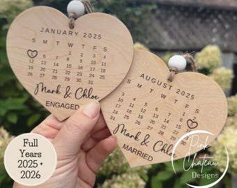 Bundle 36 Files | 2025 To 2027 Entire Year Calendar Keepsake Ornaments Engagement Marriage SVG Laser Glowforge & Lightroom Tested