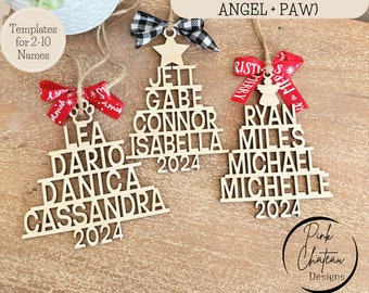 3 Version (18 FILES) 2026 Name Ornament Tree Shape | | SVG Laser Engraved Cut File | Wood File | Glowforge |Lightburn Tested