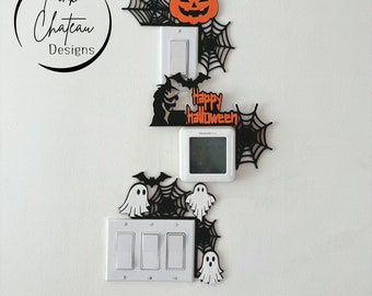 Esquina decorativa puerta espejo interruptor de luz decoración Halloween tema corte láser archivos SVG / Glowforge + Lightroom probado / archivo de madera / redimensionable