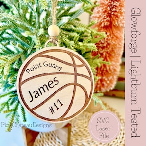 Anpassbares SVG Laser Cut Basketball Ornament | Glowforge & Lightburn getestet | Digitale Sofort-Download-Datei | Datei ausschneiden