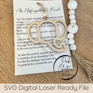 Onvergetelijke Bond: Olifant Vriendschap Ornament SVG Cut File + Matching PDF Print | Glowforge en Lightburn-getest