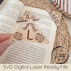 Segnapagina in legno per libri con angoli di sicurezza / File di taglio inciso al laser SVG, testato Glowforge e Lightburn / Legno acrilico