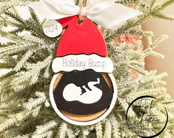 Ultrasound Santa Hat Theme Ornament | SVG Laser Cut File | Glowforge Lightburn Xtool Tested | Holiday Hat