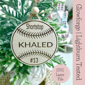 Customizable SVG Laser Cut Baseball Ornament | Glowforge & Lightburn Tested | Digital Instant Download File | Cut File