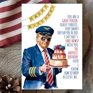 Carte d'atout pilote à imprimer, carte de joyeux anniversaire, carte d'atout, meme d'atout drôle, carte de voeux pour équipage de conduite, cadeau Captain Trump, amateur de maga