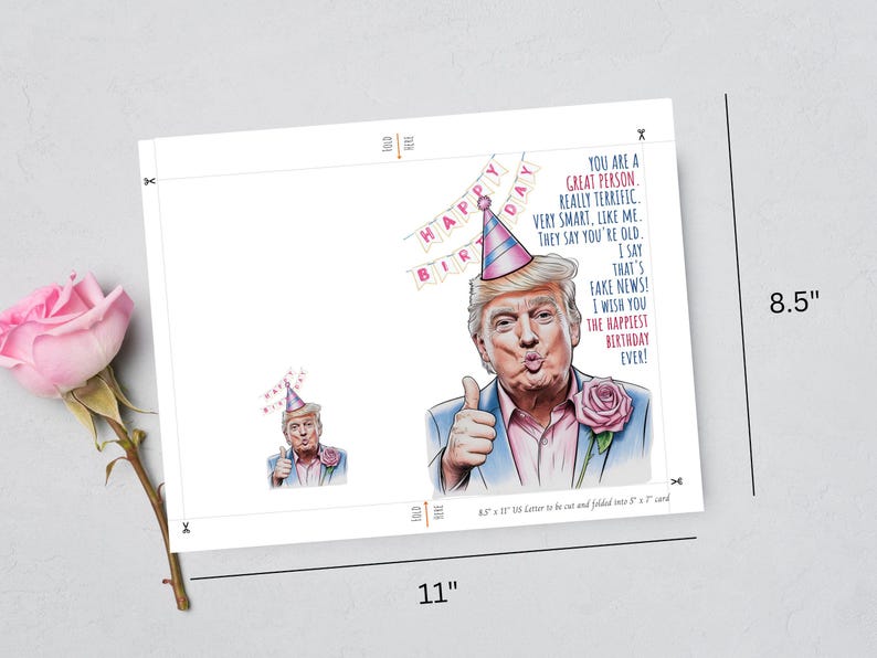 EDITABLE Funny Trump Birthday Card, Printable Trump Card, Political ...