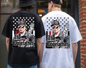 Digital Elon The Dogefather, Chainsaw, DOGE, Department of Government Efficiency, MAGA Gift, US Flag, Pro Elon Musk, Big Balls, Doge Musk