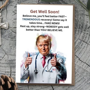 Carte numérique Get Well Soon, carte de voeux Trump, cadeau drôle de Donald Trump, pour vous faire sentir bien, vaincre le cancer pour elle, cadeau pour lui