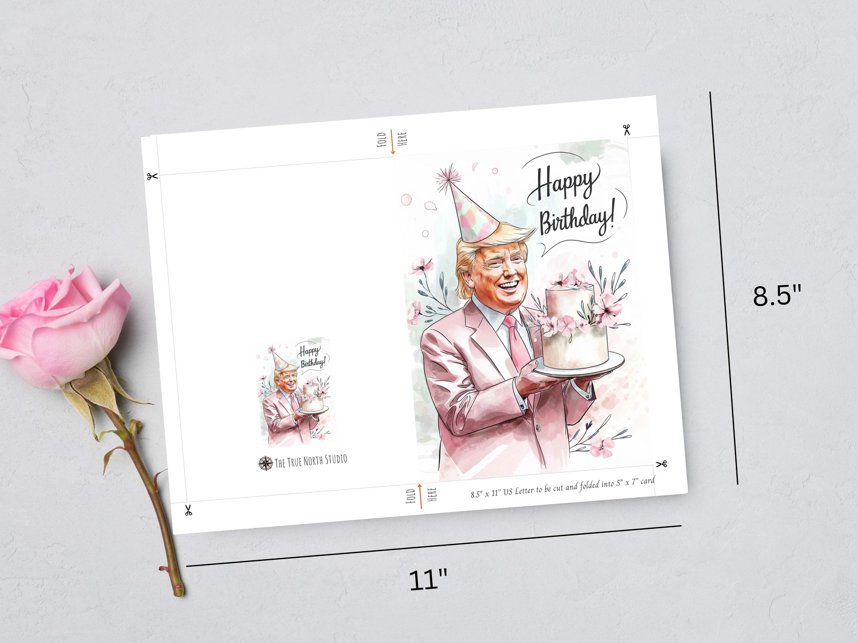 Digital Trump Happy Birthday Card, Printable Trump Card, Trump Birthday ...