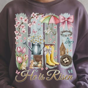 Digital He is Risen PNG, Retro Brushstroke Easter, Spring Mom, Matthew 28:6, Christian Easter, Easter Jesus, Bible Verse, Spring Easter Gift