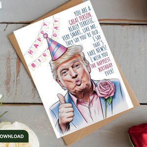 Printable Funny Trump Birthday Card, Digital Trump Happy Birthday, Funny Trump, Funny Birthday Wish, Humorous Political Birthday Trump Gift