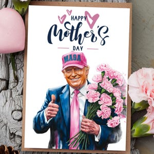 Cartão digital Trump Feliz Dia das Mães, Cartão engraçado Trump para a mãe, Cartão de felicitações Trump para a mãe, Cartão de piada Trump Meme para ela, Presente Maga Mom