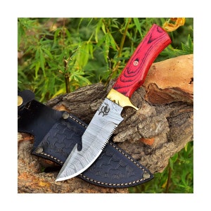 Full Tang Survival Knife - Serrated Blade - Including Leather Sheath - Best Man Gift - Gift for Him - Free Personalization - Leather Sheath