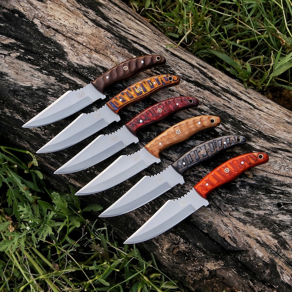 Custom Knife Handmade - Hunting Knive with Leather Sheath - Durable and Versatile Outdoor Tool, Handmade Hunting Knife with Leather Sheath