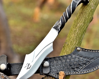 Hand Forged Railroad Spike Knife – Viking Hunting Knife with Leather Sheath