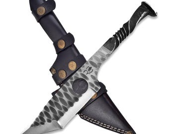 Handgesmeed Railroad Spike-tantomes, koolstofstaal met leren tas