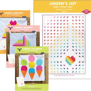 Linden&#39;s Joy Full Bundle: Quilt Pattern + 3 Quilt Block Patterns (PDF)