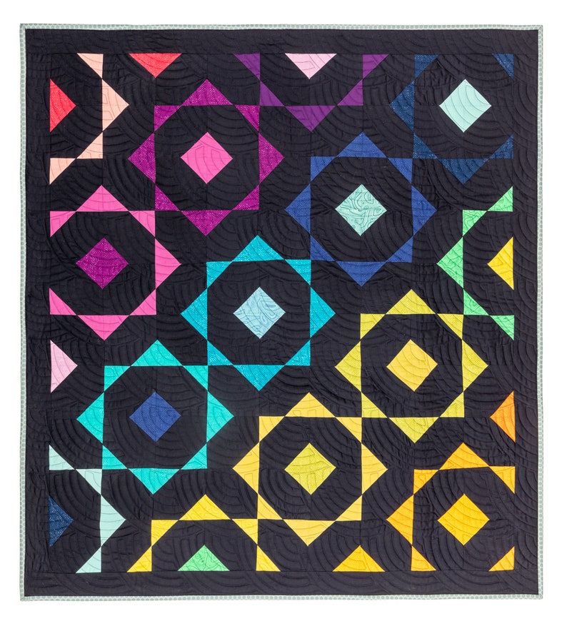 Rhapsody Rainbow Quilt Pattern (PDF): Confident Beginner, Fat Quarter ...