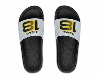Sports Name and Number Slide Sandals Mens Sizes Etsy