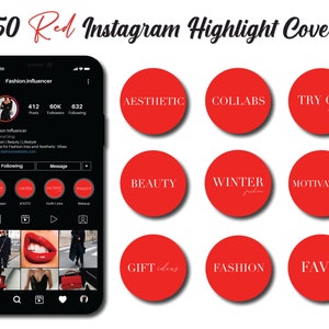 150 portadas destacadas de Instagram de estética roja inspiradas en Vogue: íconos de historias minimalistas para personas influyentes, blogueros y creadores