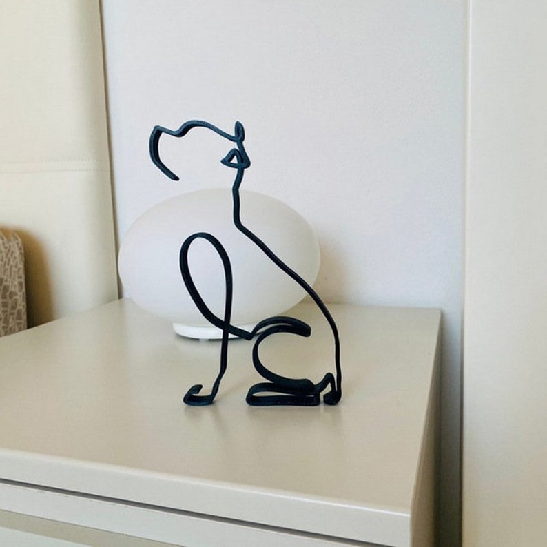 Pet Animal Dog Art Abstract Sculpture of Metal for Office Desktop