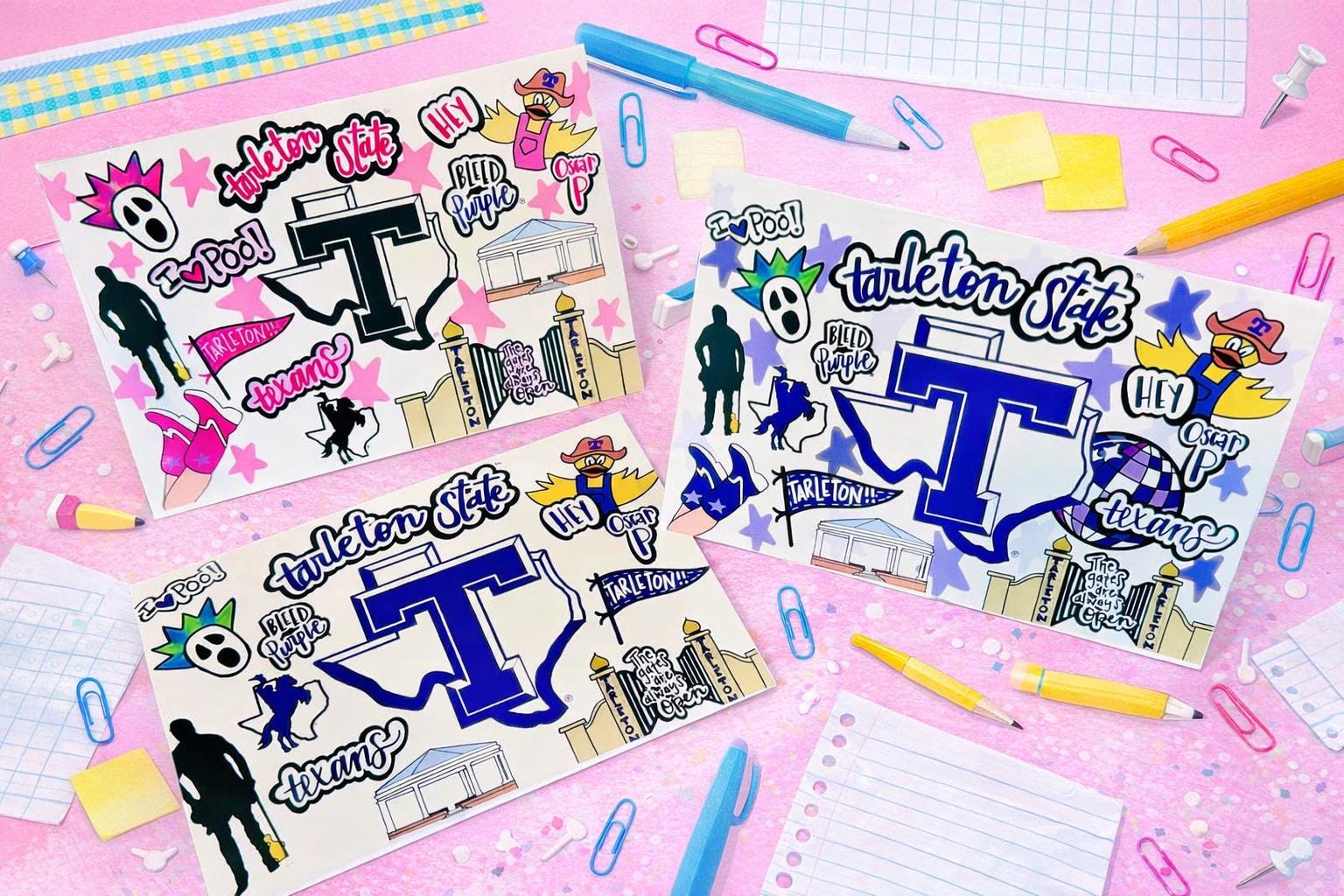 Tarleton State University Texans Greeting Cards Set of 10 Thank You Notecards