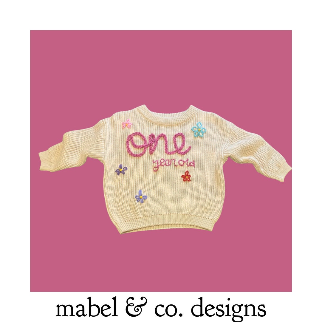 Hand Embroidered Birthday Sweater for Babies and Toddlers Age Sweater