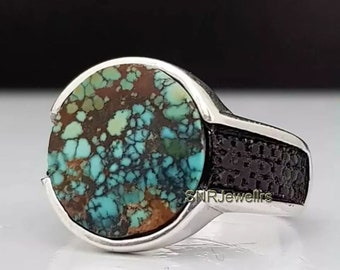 Tibet Türkis Ring, 925 Sterling Silber, Unisex Statement Schmuck