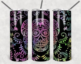 Sugar Skull Multi 20oz Skinny Tumbler