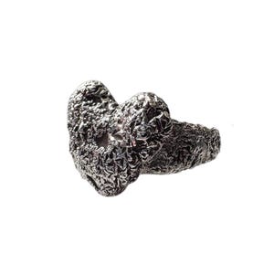 My Mossy Heart - Textured using Java Moss from my Garden- Artisan Jewellery UK| Sterling Silver| Unique Chunky Rings| Earthy Jewellery|