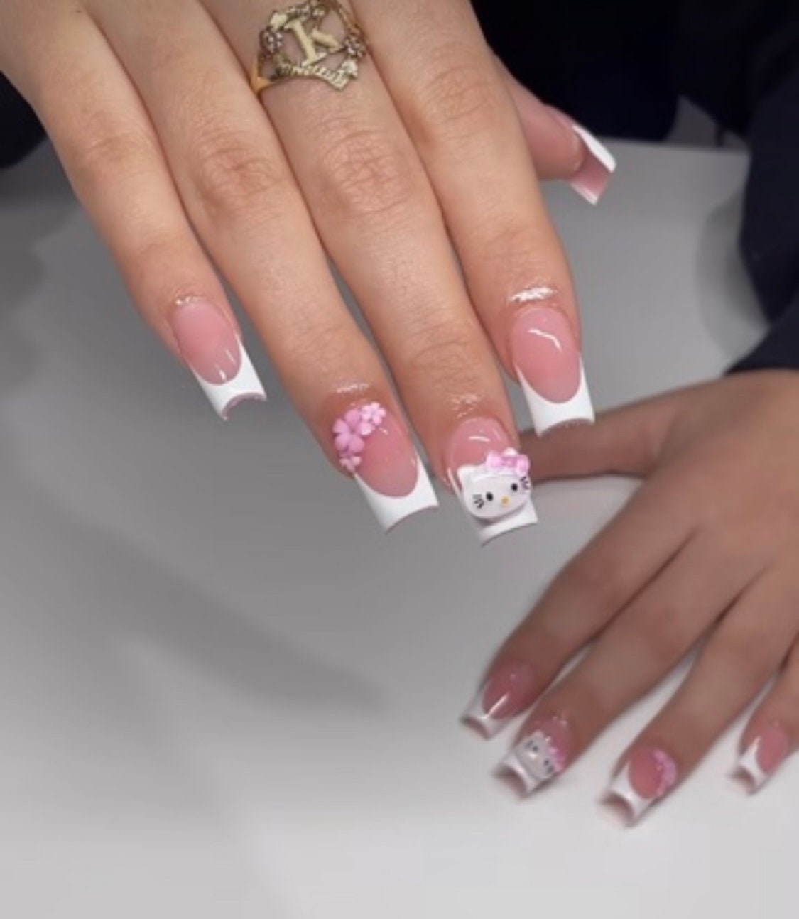 PINK LV DESIGNER HELLO KITTY KAWAII NAILS I ACRYLIC NAILS TUTORIAL