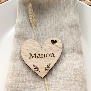 nombres de lugares del corazón de madera boda | tarjetas de lugar | recepción, etc. madera de roble grabada con láser