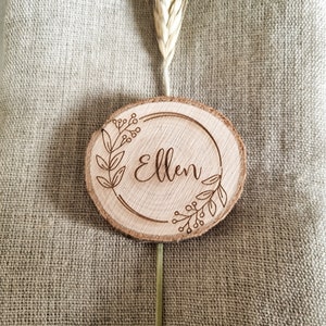 wooden place names wedding | place cards | reception and so on. laser engraved tree trunk slices