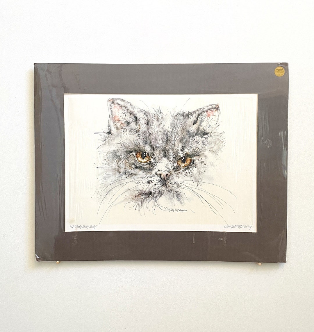 Vintage Kitty Kitty Kitty by Kathy Newell / Cat Wall Art / Cat